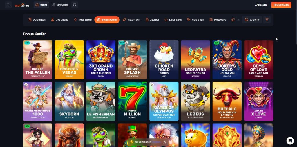 Slotlords – 3 Euro Gegenwert, aber bis zu 75 Euro Auszahlung