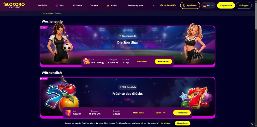 Slotoro – Bonus ohne Einzahlung ohne Code, 10 Euro Gegenwert